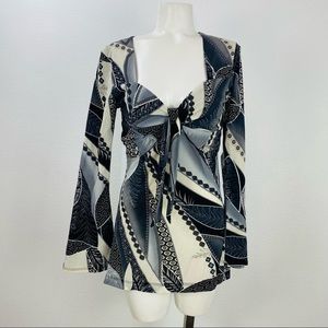 Laura Max Woman Shirt Top Blouse Black White gray large